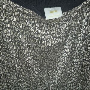 Maeve Shimmer Knit Top in Black and Silver